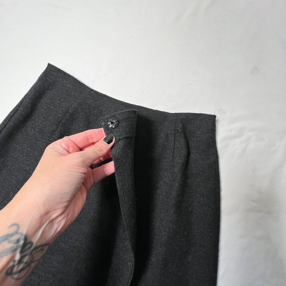Vintage Eddie Bauer Recycled Wool Maxi Wrap Skirt Charcoal Gray Fall 6 - Picture 6 of 12